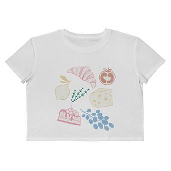 Juniors' Grayson Threads The Label French Food Collage Cropped Graphic Tee
