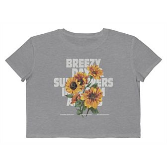 Juniors' Grayson Threads The Label Breezy Days And Sunflowers In Bloom Always Cropped Graphic Tee
