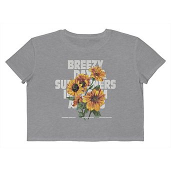 Juniors' Grayson Threads The Label Breezy Days And Sunflowers In Bloom Always Cropped Graphic Tee