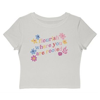 Juniors' Grayson Threads The Label Flourish Where You Are Rooted Graphic Baby Tee