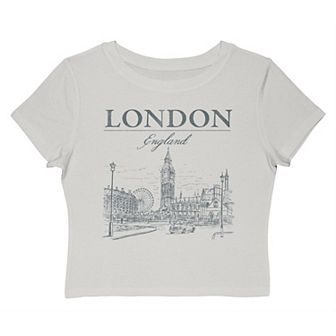 Juniors' Grayson Threads The Label London England Big Ben And The Eye Graphic Baby Tee