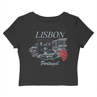 Juniors' Grayson Threads The Label Lisbon Portugal Flower Graphic Baby Tee