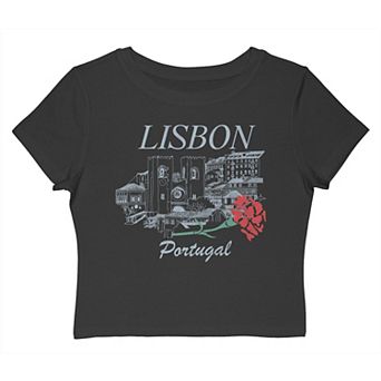 Juniors' Grayson Threads The Label Lisbon Portugal Flower Graphic Baby Tee