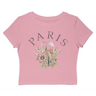 Juniors' Grayson Threads The Label Paris League Delicate Flowers Graphic Baby Tee