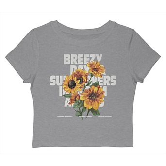 Juniors' Grayson Threads The Label Breezy Days And Sunflowers In Bloom Always Graphic Baby Tee