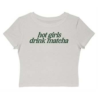Juniors' Grayson Threads The Label Hot Girls Drink Matcha Graphic Baby Tee