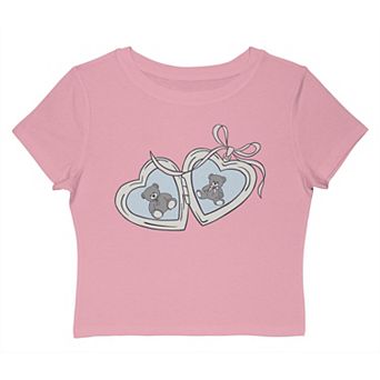 Juniors' Grayson Threads The Label Heart Locket Full Of Teddy Bears Graphic Baby Tee