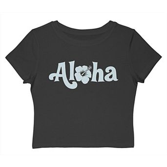 Juniors' Grayson Threads The Label Aloha Hawaiian Flower Graphic Baby Tee
