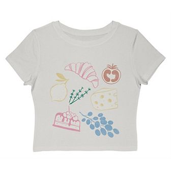 Juniors' Grayson Threads The Label French Food Collage Graphic Baby Tee