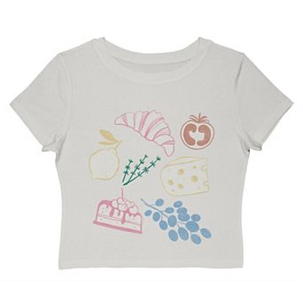 Juniors' Grayson Threads The Label French Food Collage Graphic Baby Tee