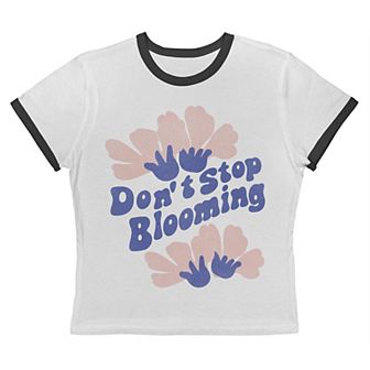 Juniors' Grayson Threads The Label Don't Stop Blooming Graphic Ringer Baby Tee