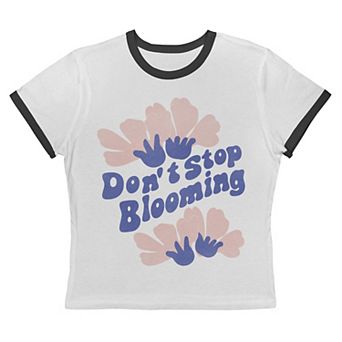 Juniors' Grayson Threads The Label Don't Stop Blooming Graphic Ringer Baby Tee