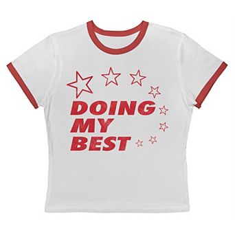 Juniors' Grayson Threads The Label Doing My Best Graphic Ringer Baby Tee
