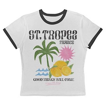 Juniors' Grayson Threads The Label St. Tropez France Good Things Will Come Graphic Ringer Baby Tee