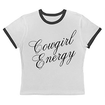 Juniors' Grayson Threads The Label Cowgirl Energy Graphic Ringer Baby Tee