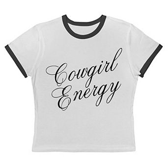Juniors' Grayson Threads The Label Cowgirl Energy Graphic Ringer Baby Tee