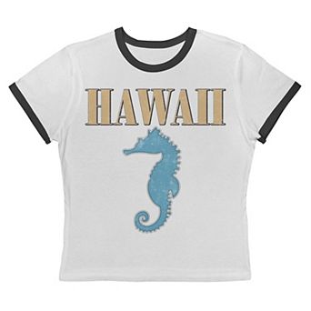 Juniors' Grayson Threads The Label Hawaii Seahorse Graphic Ringer Baby Tee