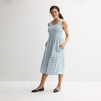 Petite Croft & Barrow® Smocked Midi Dress