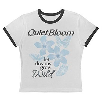 Juniors' Grayson Threads The Label Quiet Bloom Let Dreams Grow Wild Graphic Ringer Baby Tee