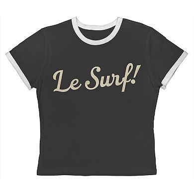 Juniors' Grayson Threads The Label Le Surf Graphic Ringer Baby Tee