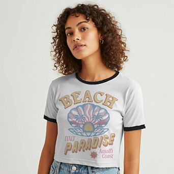 Juniors' Grayson Threads The Label Beach Paradise Amalfi Coast Italy Graphic Ringer Baby Tee