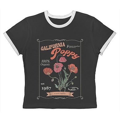 Juniors' Grayson Threads The Label California Poppy Farm Fresh Graphic Ringer Baby Tee