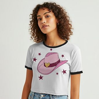 Juniors' Grayson Threads The Label Cowgirl Hat Graphic Ringer Baby Tee