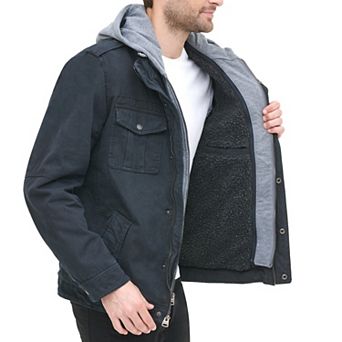 Men's Levi's® Washed Cotton Sherpa-Lined Hooded Trucker Jacket - Size Medium