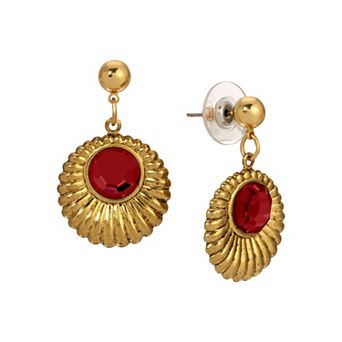 1928 Gone Tone Crystal Drop Round Earrings