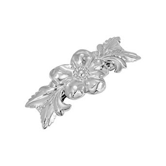 1928 Silver Tone Flower Hair Barrette