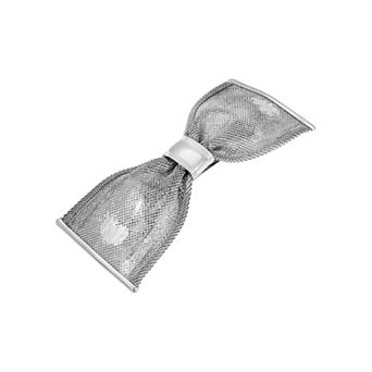 1928 Silver Tone Mesh Bow Hair Barrette