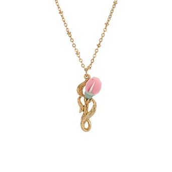 1928 Gold Tone Flower Pendant Necklace