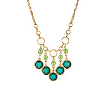 1928 Gold Tone Crystal Drape Necklace