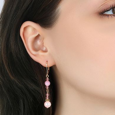 1928 Gold Tone Bead Drop Earrings