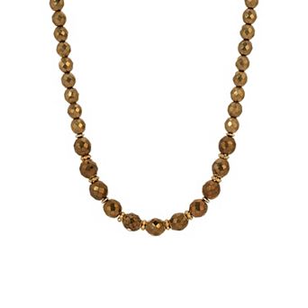 1928 Gold Tone Bronze Bead Necklace