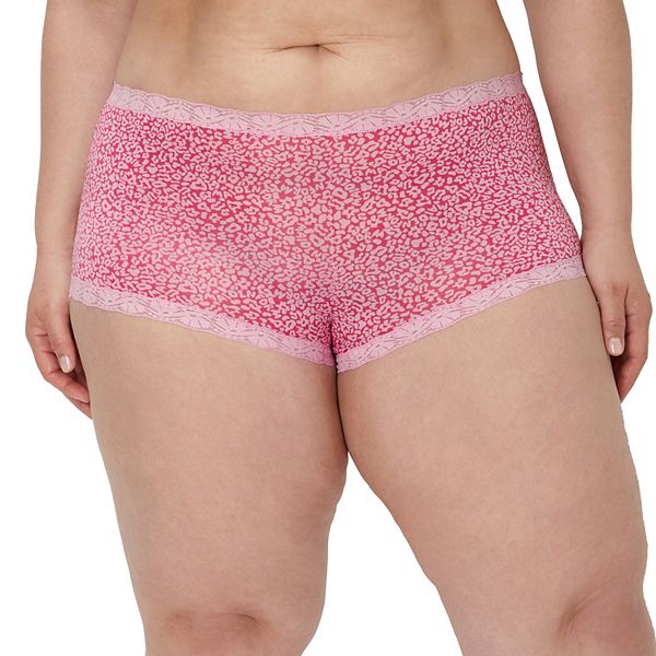 Maidenform® One Fab Fit® Microfiber Boyshort Underwear with Lace 40760 - Pink Animal Print (8)