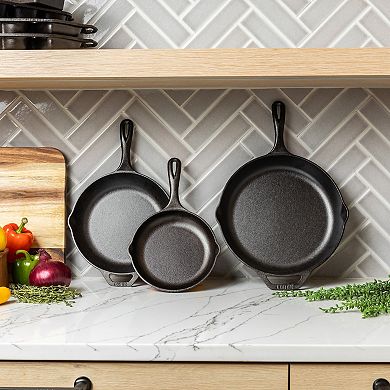 Lodge Chef Collection 3-pc. Seasoned Cast Iron Skillet Set