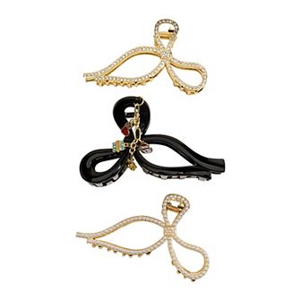 Emberly 3-Pack Holiday Bow & Charm Hair Clip Set