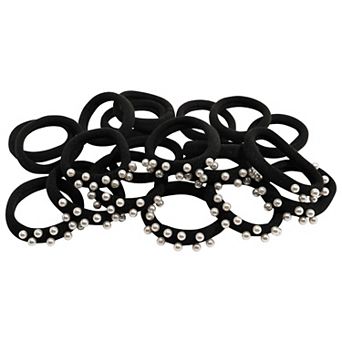 Emberly 20-Pack Black Scrunchies with Simulated Pearl Accents