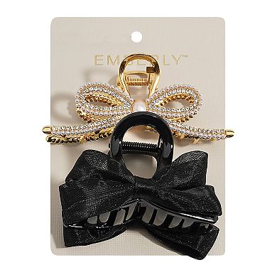 Emberly 2-Pack Black & Gold Bow Hair Clips