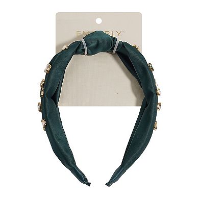 Emberly Green Crystal-Embellished Knotted Headband