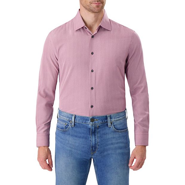 princess polly baby blue dress Men's Report Collection Slim-Fit Performance Dress Shirt, Size: 16, Burgundy Circle Print