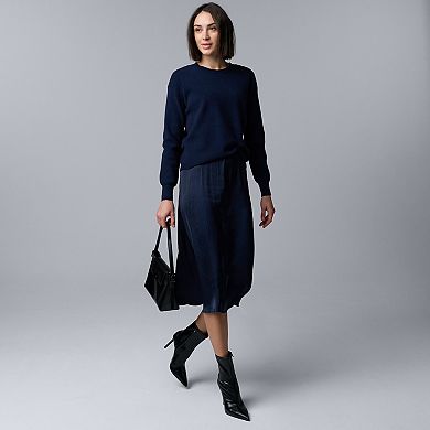 Petite Simply Vera Vera Wang Tucked Mixed Media Sweater Dress