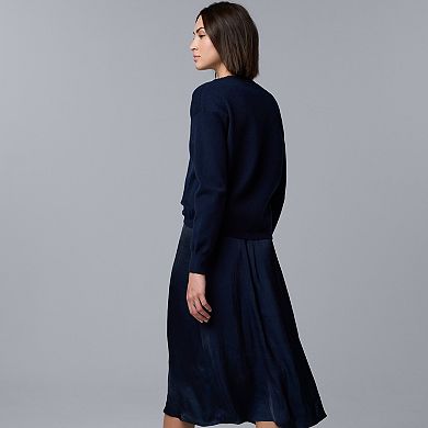 Petite Simply Vera Vera Wang Tucked Mixed Media Sweater Dress