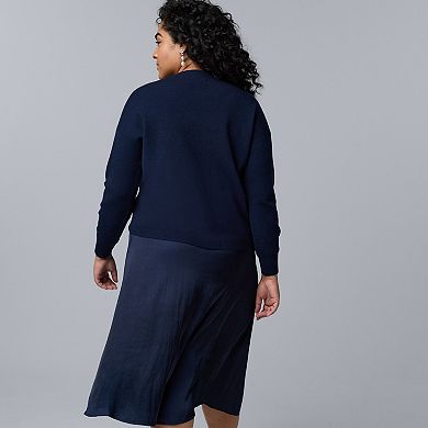 Plus Size Simply Vera Vera Wang Tucked Mixed Media Sweater Dress