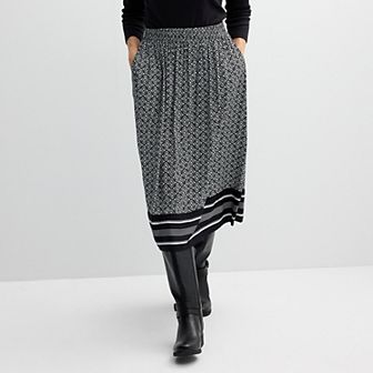 Petite Croft & Barrow Tiered Polished-Front Pull-On Skirt