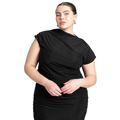 ELOQUII Women's Plus Size Draped Asym Dress