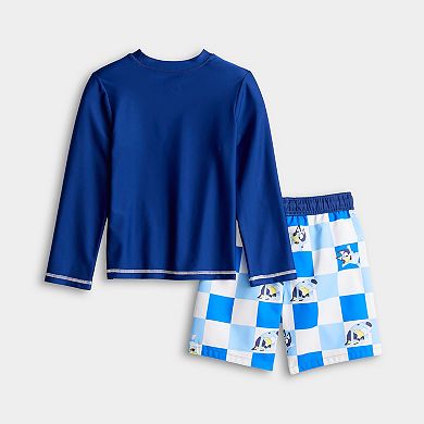 Boys 4-10 Bluey 2-pc. Rash Guard & Swim Trunks Set
