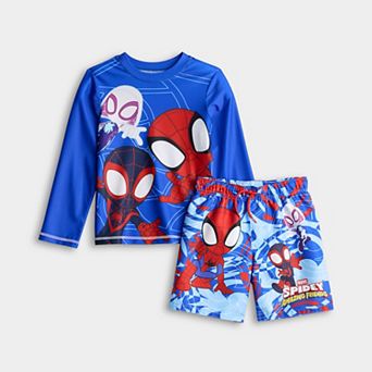 Boys 4-10 Spidey & Friends 2 pc Rash Guard & Swim Trunks Set
