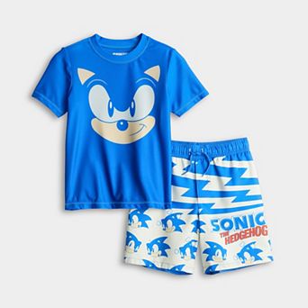 Boys 4-7 Sonic The Hedgehog 2 pc Rashguard & Swimsuit Set